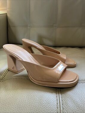 Circus by Sam Edelman Nude Patent Slide Mules Size 7.5